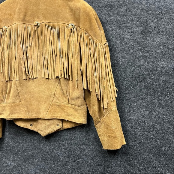 Vintage Real Life Suede Leather Fringe Jacket Women’s Size Small - Picture 12 of 16